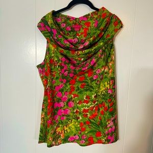Sunny Leigh XL floral cowl navy sleeveless top